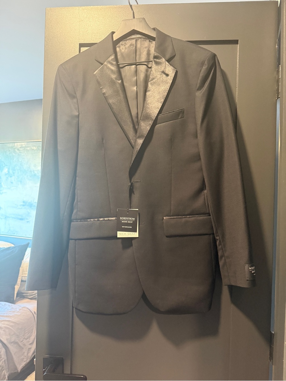 Nordstrom Black Satin-Trim Tuxedo Blazer